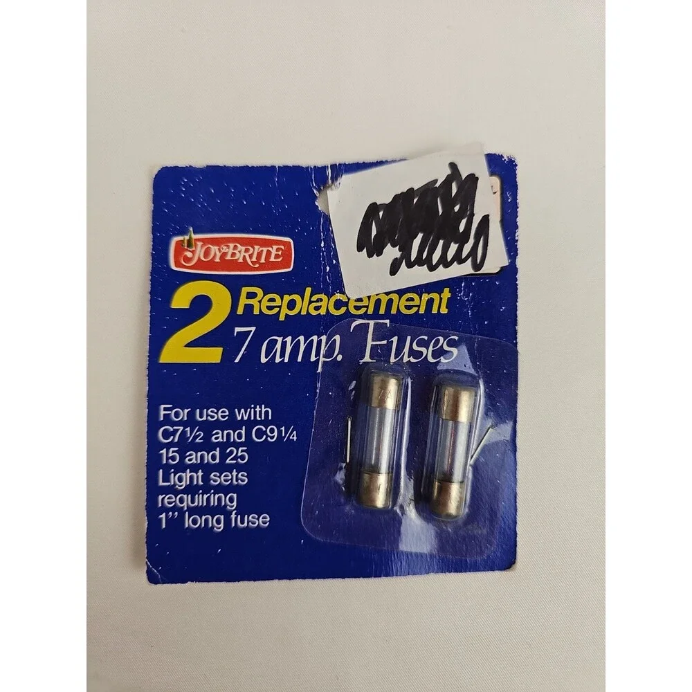 Joy Brite Replacement 7 Amp Christmas Light Fuses 2 Pack C7½ C9¼ NIP Descriptio